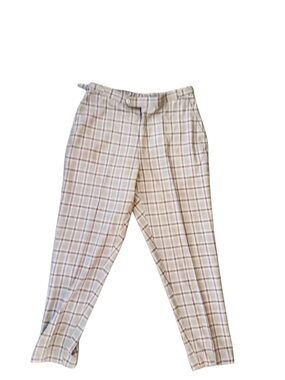 Vintage unisex Plaid High-Waist Tailored Pants - Taupe Plaid Sz 30